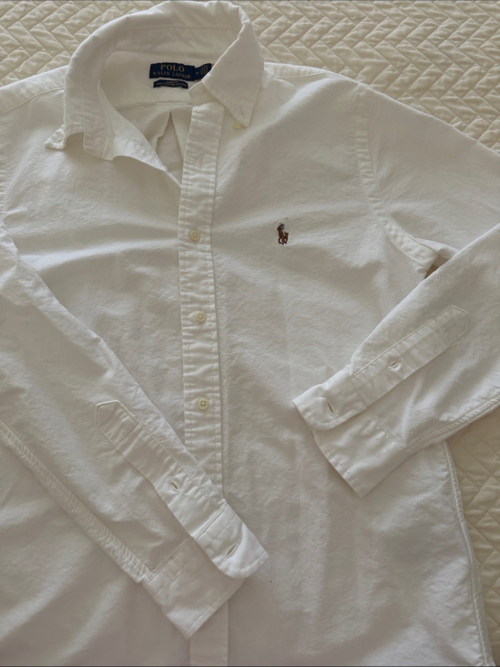 Polo by Ralph Lauren White Button-Down Oxford Shirt with Pony Logo - Picture 3 of 6